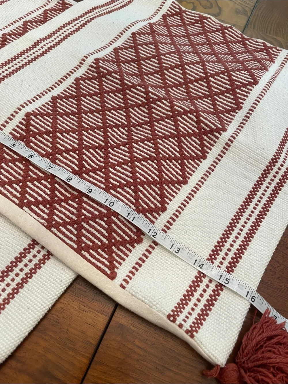 Boho Diamond Jacquard Tassel Throw Pillow Covers - Rust Cream (Set of 2) C10